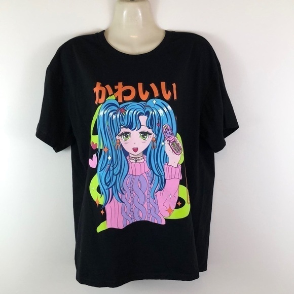 Birch and Stone Tops - Birch and Stone Graphic Anime T Shirt Size Medium